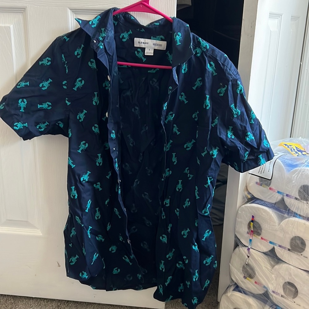 cute lobster button up top